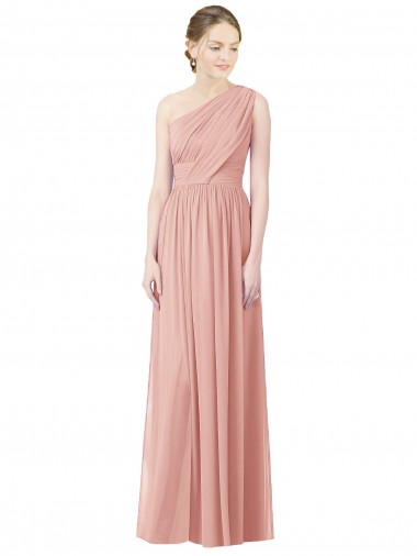 A-Linien Eine-Schulter Chiffon Lange Brautjungfernkleider Websites
