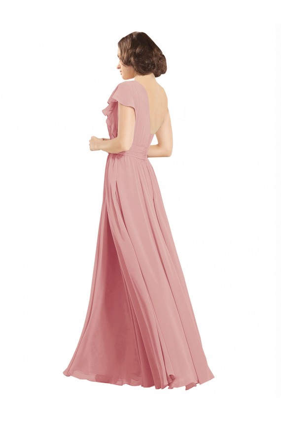 A-Linien Eine-Schulter Chiffon Lange Brautjungfernkleider Websites