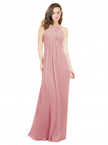 A-Linien Neckholder Chiffon Lange Brautjungfernkleider Websites