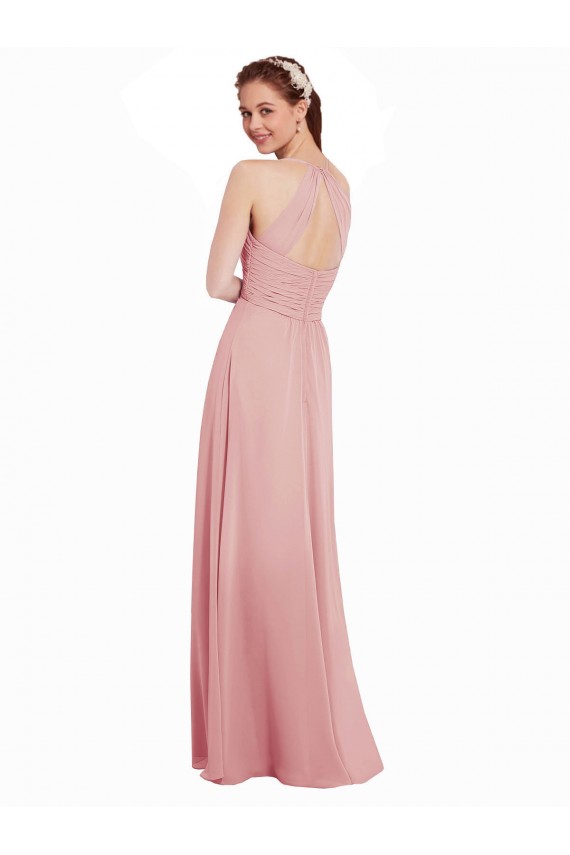 A-Linien Neckholder Chiffon Lange Brautjungfernkleider Websites