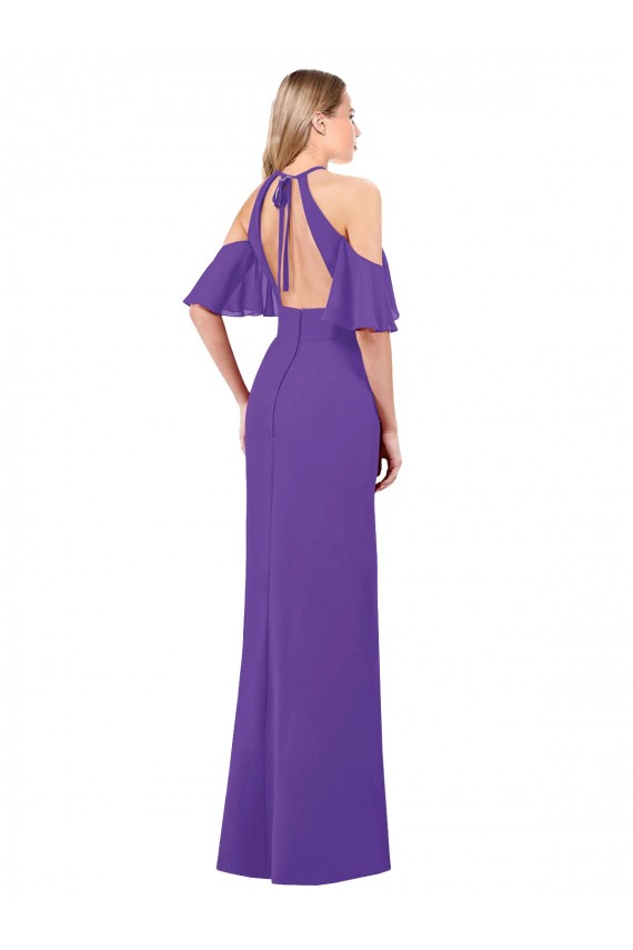 A-Linien Neckholder Chiffon Lange Brautjungfernkleider Websites