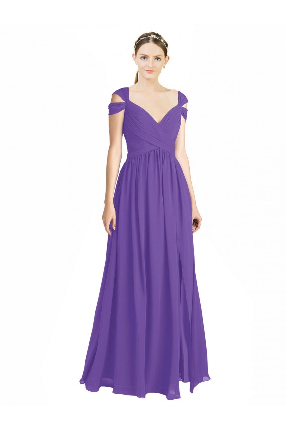 A-Linien Off-Schulter Chiffon Lange Brautjungfernkleider Websites