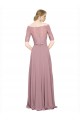 A-Linien Off-Schulter Chiffon Spitze Lange Brautjungfernkleider / Abiballkleider Websites