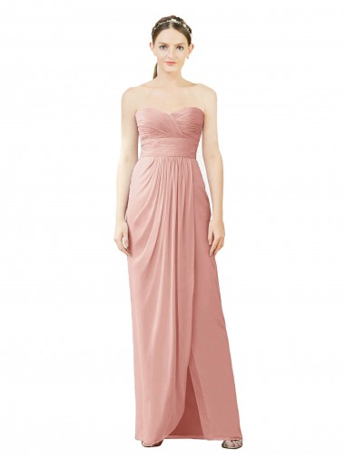 A-Linien Trägerlos Chiffon Lange Brautjungfernkleider Websites