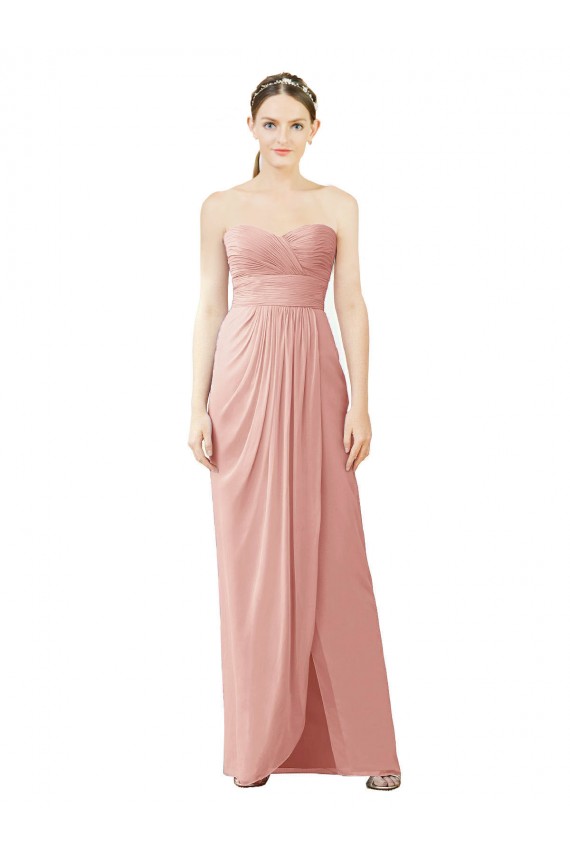 A-Linien Trägerlos Chiffon Lange Brautjungfernkleider Websites