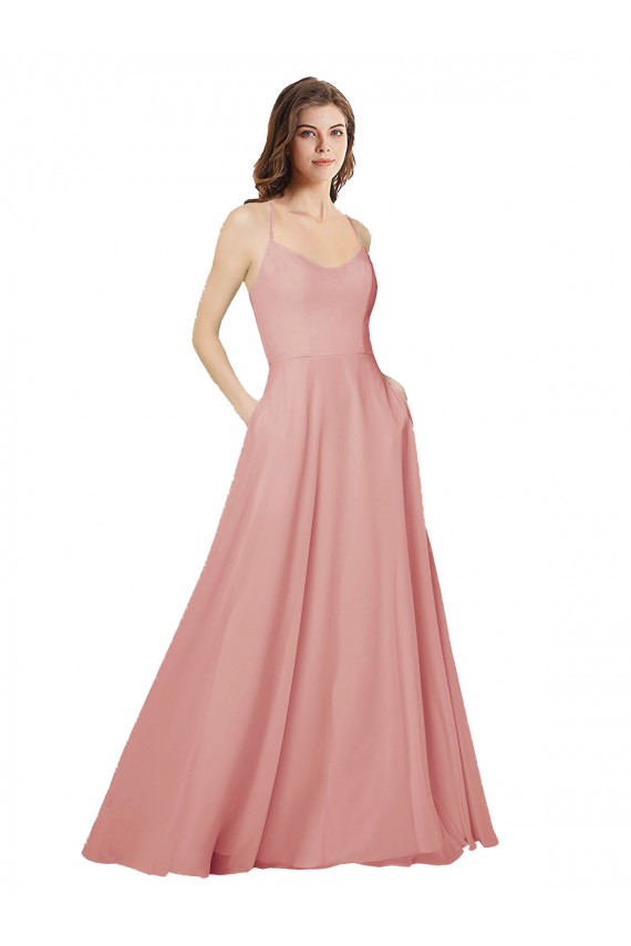 A-Linien Trägerlos Chiffon Lange Brautjungfernkleider Websites