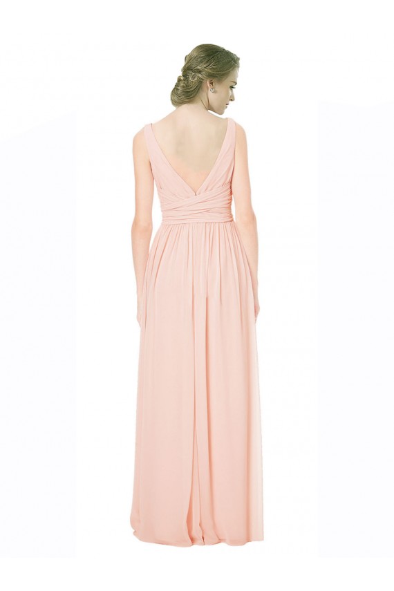 A-Linien V-Ausschnitt Chiffon Lange Brautjungfernkleider Websites