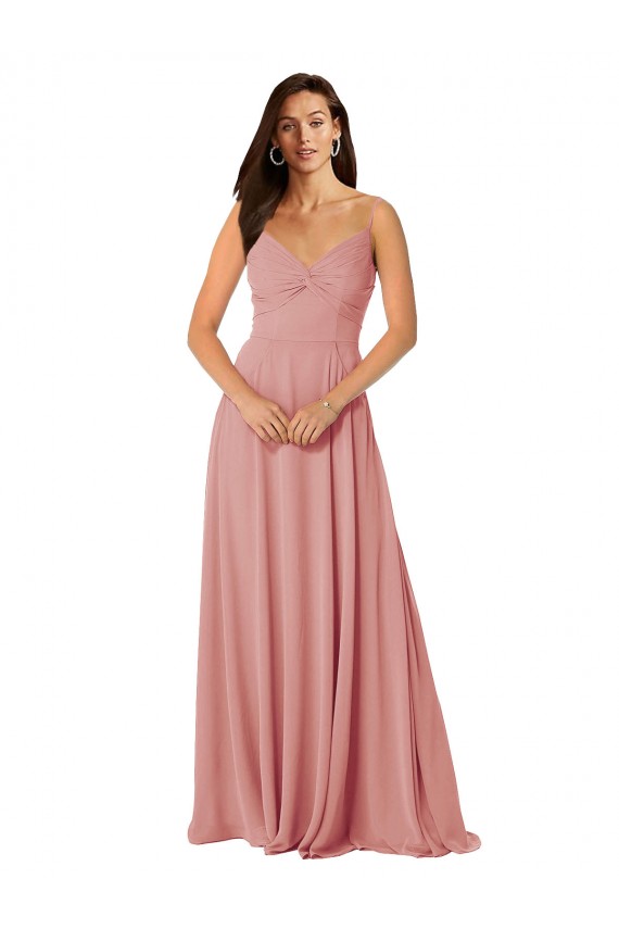 A-Linien V-Ausschnitt Chiffon Lange Brautjungfernkleider Websites