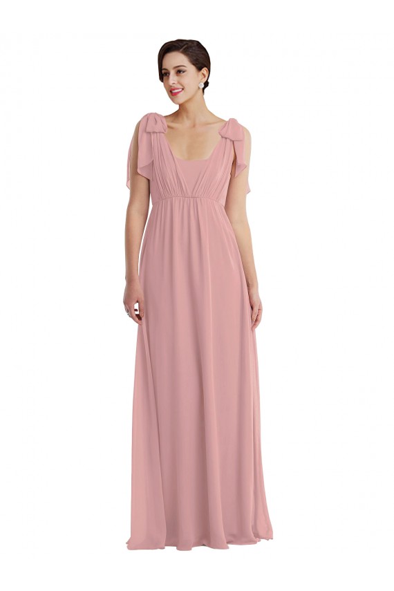 Altrosa A-Linien Neckholder Chiffon Lange Brautjungfernkleider Websites