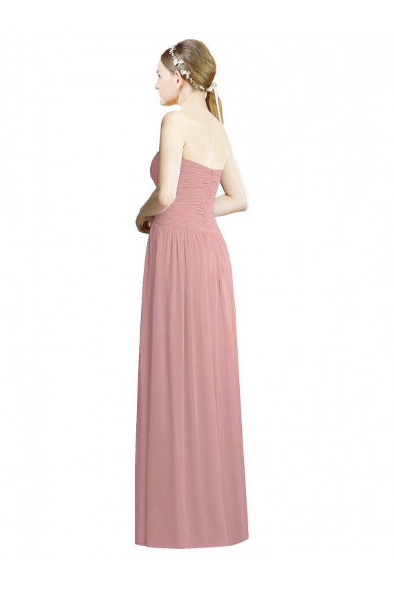 Altrosa A-Linien Trägerlos Chiffon Lange Formale Brautjungfernkleider / Abendkleider Websites