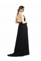 Austernsilber A-Linien Neckholder Chiffon Lange Brautjungfernkleider Websites