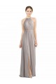 Austernsilber A-Linien Neckholder Chiffon Lange Brautjungfernkleider Websites