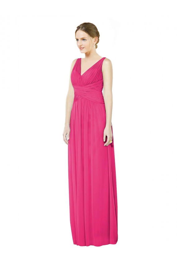 Azalee A-Linien V-Ausschnitt Chiffon Lange Brautjungfernkleider Websites