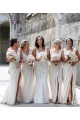 Champagner A-Linien V-Ausschnitt Chiffon Lange Brautjungfernkleider Websites