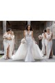 Champagner A-Linien V-Ausschnitt Chiffon Lange Brautjungfernkleider Websites