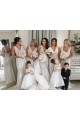 Champagner A-Linien V-Ausschnitt Chiffon Lange Brautjungfernkleider Websites