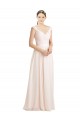Creme Rosa A-Linien Chiffon Spitze Lange Brautjungfernkleider Websites