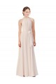Creme Rosa A-Linien Stehkragen Ausschnitt Chiffon Lange Brautjungfernkleider Websites