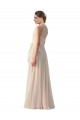 Creme Rosa A-Linien Stehkragen Ausschnitt Chiffon Lange Brautjungfernkleider Websites