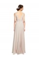 Creme Rosa A-Linien V-Ausschnitt Chiffon Lange Brautjungfernkleider Websites