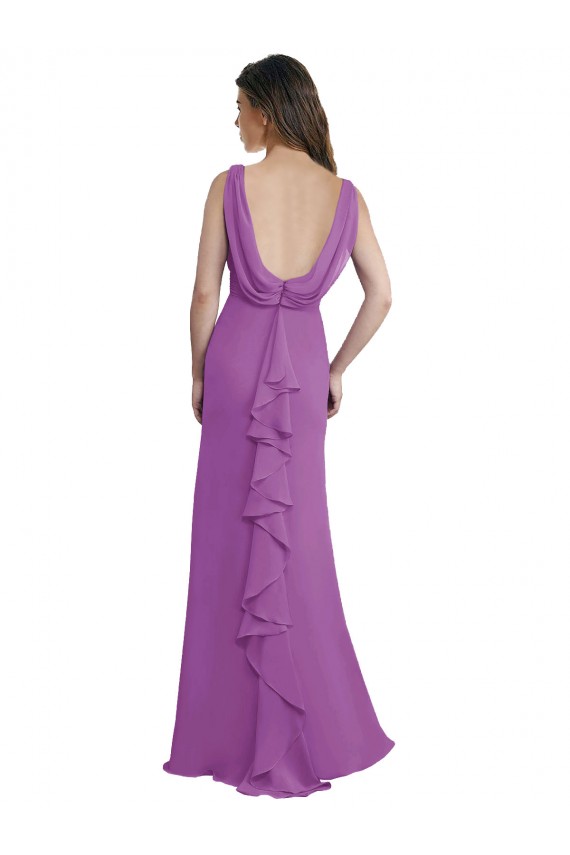 Dahlie A-Linien V-Ausschnitt Chiffon Lange Brautjungfernkleider Websites