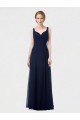 Dunkelmarine A-Linien Chiffon Lange Brautjungfernkleider Websites