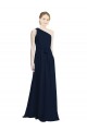 Dunkelmarine A-Linien Eine-Schulter Chiffon Lange Brautjungfernkleider Websites
