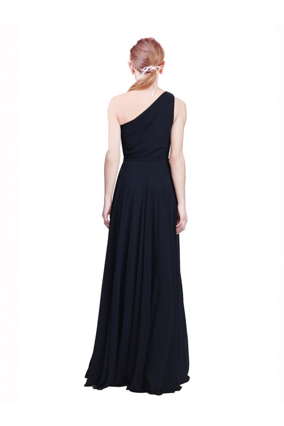 Dunkelmarine A-Linien Eine-Schulter Chiffon Lange Brautjungfernkleider Websites
