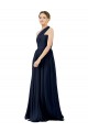 Dunkelmarine A-Linien Eine-Schulter Chiffon Lange Brautjungfernkleider Websites