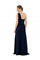 Dunkelmarine A-Linien Eine-Schulter Chiffon Lange Brautjungfernkleider Websites