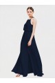 Dunkelmarine A-Linien Neckholder Chiffon Lange Brautjungfernkleider Websites