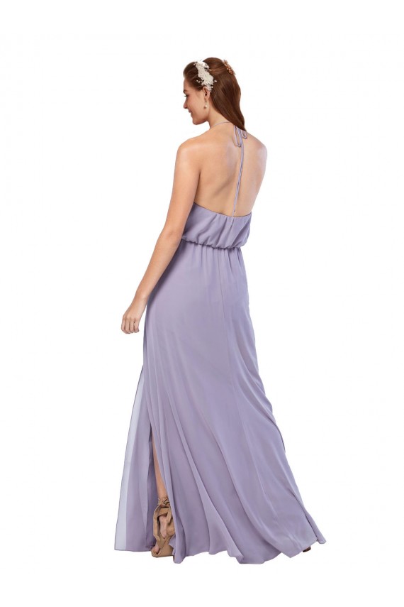 Dunkelmarine A-Linien Neckholder Chiffon Lange Brautjungfernkleider Websites
