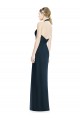 Dunkelmarine A-Linien Neckholder V-Ausschnitt Chiffon Lange Brautjungfernkleider Websites