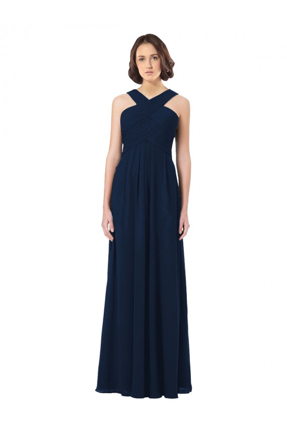 Dunkelmarine A-Linien Off-Schulter Chiffon Lange Brautjungfernkleider Websites