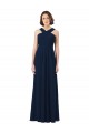 Dunkelmarine A-Linien Off-Schulter Chiffon Lange Brautjungfernkleider Websites