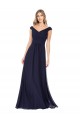 Dunkelmarine A-Linien Off-Schulter Chiffon Lange Brautjungfernkleider Websites
