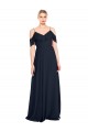 Dunkelmarine A-Linien Off-Schulter Spaghetti-Träger Chiffon Lange Brautjungfernkleider Websites