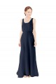 Dunkelmarine A-Linien Scoop Chiffon Lange Brautjungfernkleider Websites