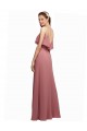 Dunkelmarine A-Linien Spaghetti-Träger Scoop Chiffon Lange Brautjungfernkleider Websites