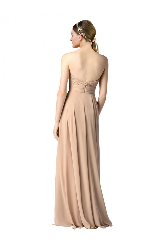 Dunkelmarine A-Linien Trägerlos Chiffon Lange Brautjungfernkleider Websites