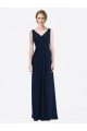 Dunkelmarine A-Linien V-Ausschnitt Chiffon Lange Brautjungfernkleider Websites