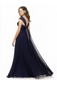 Dunkelmarine A-Linien V-Ausschnitt Chiffon Lange Brautjungfernkleider Websites