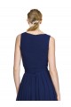 Dunkelmarine A-Linien V-Ausschnitt Chiffon Lange Brautjungfernkleider Websites