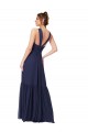 Dunkelmarine A-Linien V-Ausschnitt Chiffon Lange Brautjungfernkleider Websites