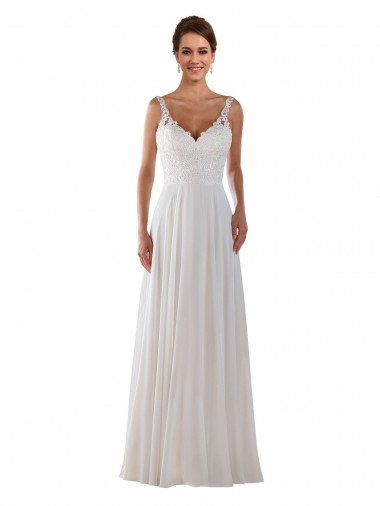 Elfenbein A-Linien Kapelle-schleppe Chiffon Klassisch Boho Brautkleider Websites