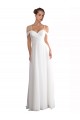 Elfenbein A-Linien Off-Schulter Sweep Zug Chiffon Strand Brautkleider Websites
