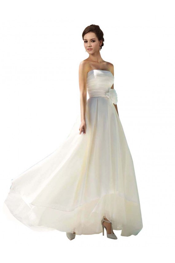 Elfenbein A-Linien Trägerlos Chiffon Brautkleider Websites