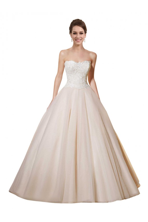 Elfenbein & Champagner Prinzessin Kapelle-schleppe Tüll Spitze Brautkleider Websites