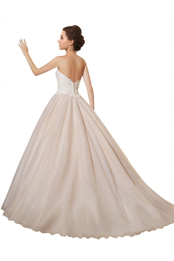 Elfenbein & Champagner Prinzessin Kapelle-schleppe Tüll Spitze Brautkleider Websites