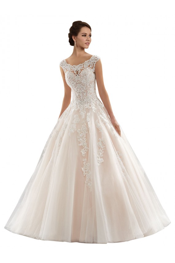 Elfenbein & Champagner Prinzessin Kapelle-schleppe Tüll Spitze Brautkleider Websites